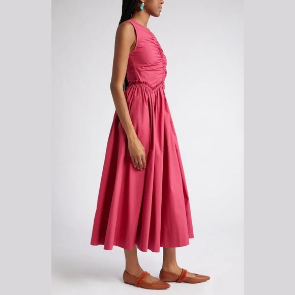 Ulla Johnson - Mimi Sleeveless Ruched Cotton Dress - Size 6 - Picture 8 of 13